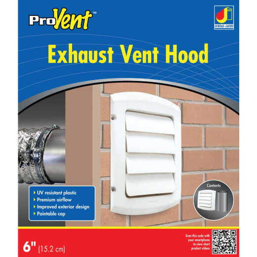 Dundas Jafine ProVent 6 In. White Louvered Dryer Vent Hood